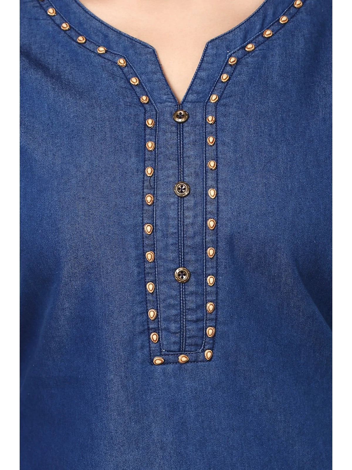 Light Blue Denim Straight Kurta