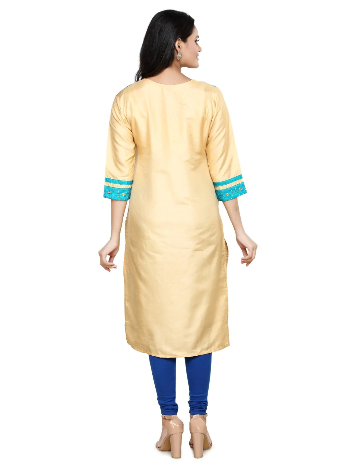 Straight Embroided Fawn Kurta