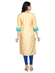 Straight Embroided Fawn Kurta