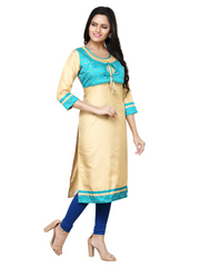 Straight Embroided Fawn Kurta