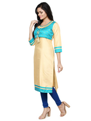 Straight Embroided Fawn Kurta