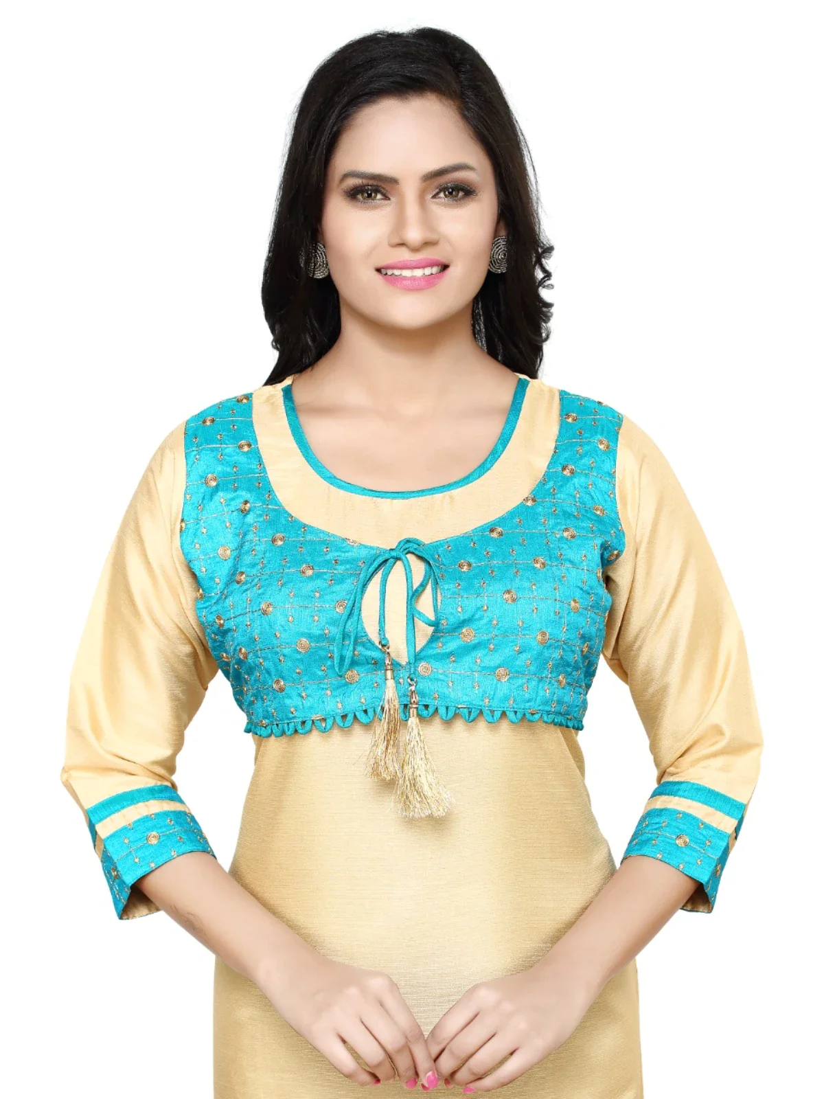 Straight Embroided Fawn Kurta
