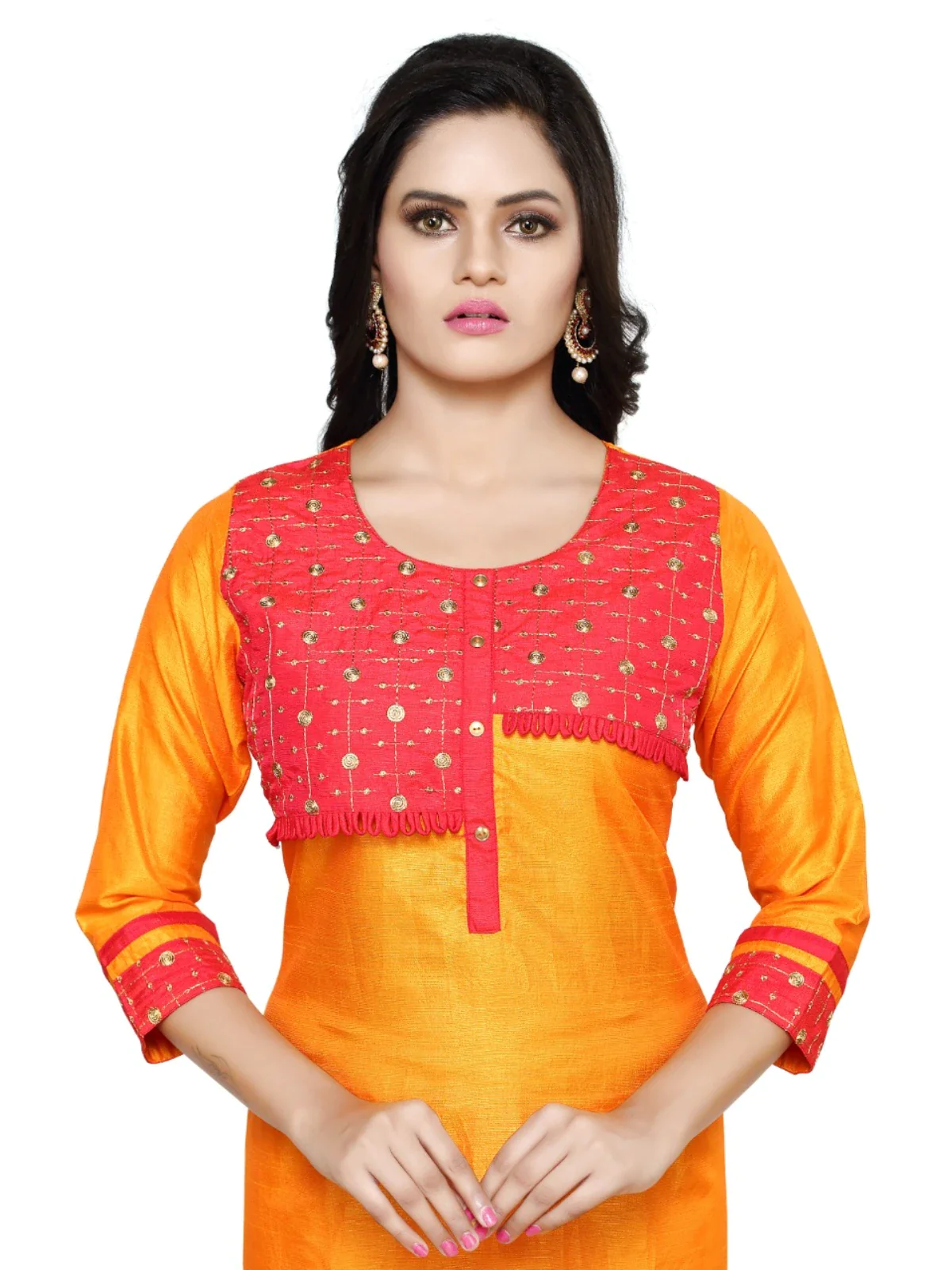Straight Embroided Orange Kurta