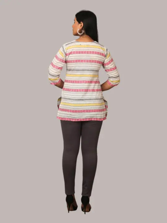 Multicolor Handloom Cotton Printed Kurti