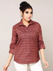 Pink Cotton Printed Shirt