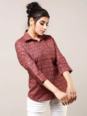 Pink Cotton Printed Shirt