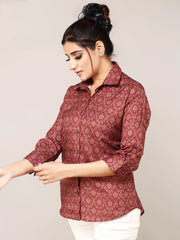 Pink Cotton Printed Shirt