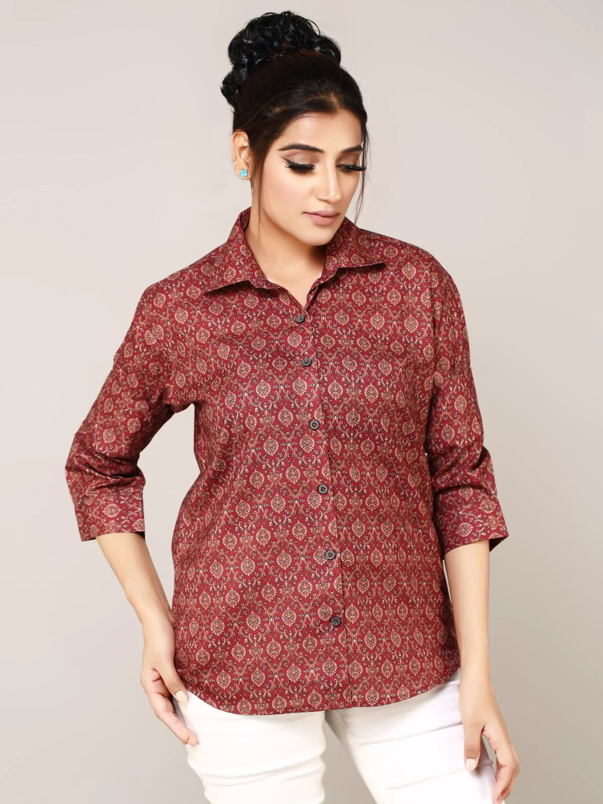Pink Cotton Printed Shirt