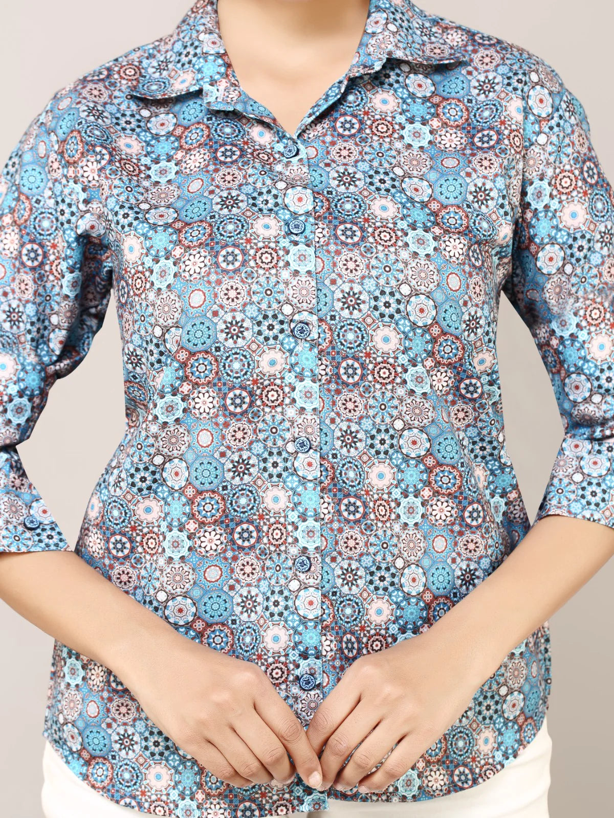 Multi color Cotton Straight Shirt