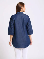 Blue Denim Straight Tunic Top
