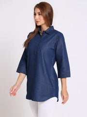 Blue Denim Straight Tunic Top