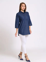 Blue Denim Straight Tunic Top
